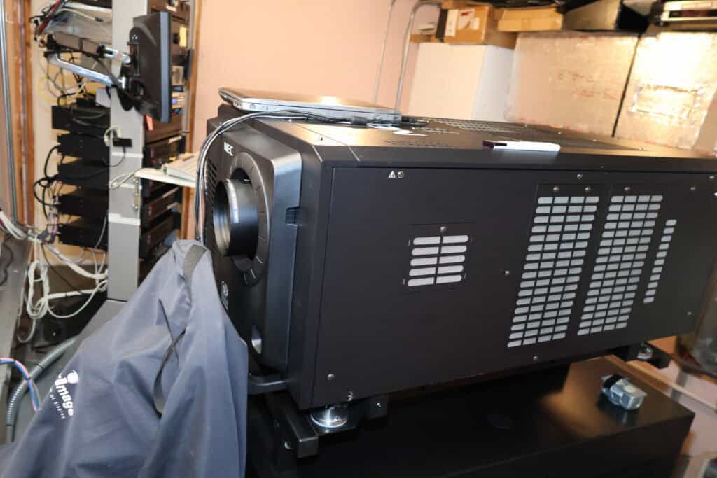 Projector and associated equipment in the Projection Booth of Theatre #2
