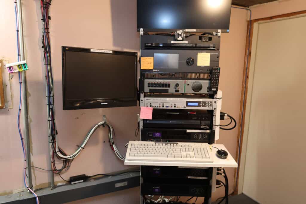 Projector Control system in Movie Theater with Sound Processing Equipment